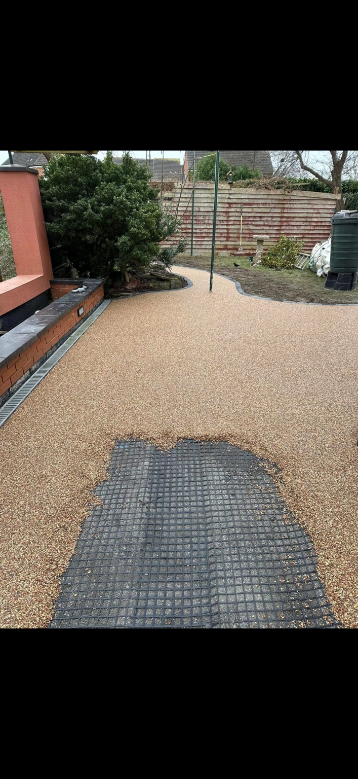 A resin surface project in progress with the reinforcement layer visible